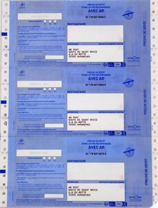 Boite de 1500 Liasses recommandées en continu avec AR - LR1