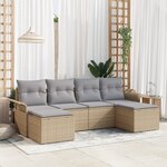 vidaXL Ensemble de canapé de jardin 6 pièces avec coussins beige en rattan synthétique