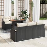 vidaXL Ensemble de salle à manger de jardin de 6 pièces avec coussins noir en poly rattan