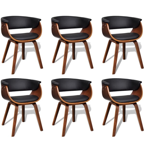 vidaXL Chaises à manger lot de 6 bois courbé et similicuir