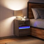 vidaXL Meuble TV mural avec lumières LED chêne marron 41x31x45 cm