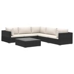 Salon de jardin meuble d'extérieur ensemble de mobilier 6 pièces avec coussins résine tressée noir 02_0016937