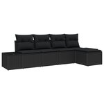 vidaXL Ensemble de 5 Pièces de Canapé de Jardin avec Coussins en Poly Rattan Noir