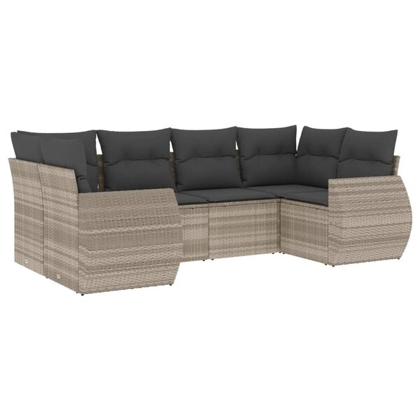 vidaXL Salon de jardin 6 Pièces avec coussins gris clair résine tressée