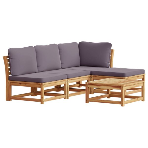 vidaXL Salon de jardin avec coussins 5 Pièces Bois d'acacia solide