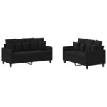 vidaXL Ensemble de canapés 2 Pièces avec coussins Noir Tissu