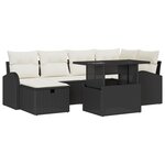 vidaXL Ensemble de 7 canapés de jardin avec coussins Noir Poly Rattan