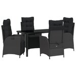 vidaXL Ensemble de jardin 5 pièces Noir Poly Rattan