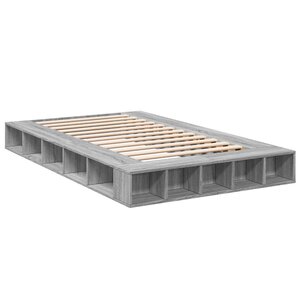 vidaXL Cadre de lit sonoma gris 135x190 cm bois d'ingénierie