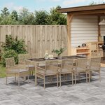 vidaXL Ensemble de repas de jardin 11 pièces avec coussins Beige Poly Rattan