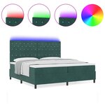 Lit Box Spring vidaXL avec Matelas et LED Vert Foncé 200x200 cm Velours