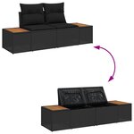 Ensemble de canapé de jardin 7 pièces vidaXL avec coussins noir en rotin composite acacia