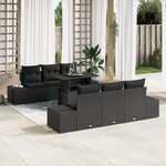 vidaXL Ensemble de canapé de jardin 7 pièces avec coussins en rotin synthétique noir