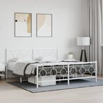 vidaXL Cadre de lit métal sans matelas et pied de lit blanc 183x213 cm