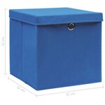 vidaXL Boîtes de rangement avec couvercle 4 Pièces Bleu 32x32x32 cm Tissu