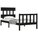 vidaXL Cadre de lit avec tête de lit noir petit simple bois massif