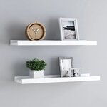 vidaXL Étagères à rebord pour cadre photo 2 Pièces Blanc 40x9x3 cm MDF