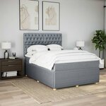 vidaXL Sommier à lattes de lit avec matelas Gris clair 140x190cm Tissu