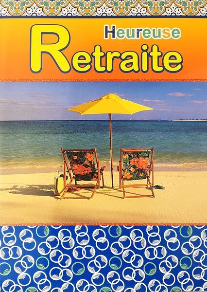 Maxi grande carte géante départ retraite paillettes avec enveloppe pour couple