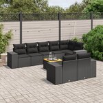 vidaXL Salon de jardin 9 Pièces avec coussins noir résine tressée