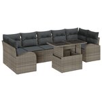 vidaXL Ensemble de canapé de jardin de 8 pièces avec coussins gris en poly rotin