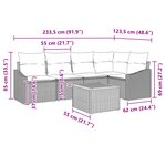 vidaXL Ensemble de canapés de jardin 6 pièces avec coussins noir en rattan poly acacia