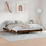 vidaXL Cadre de lit chêne fumé 200x200 cm bois d'ingénierie
