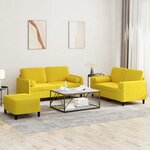 vidaXL Ensemble de canapés 3 Pièces avec coussins jaune velours