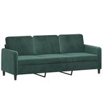 vidaXL Canapé à 3 places avec repose-pieds Vert foncé 180 cm Velours