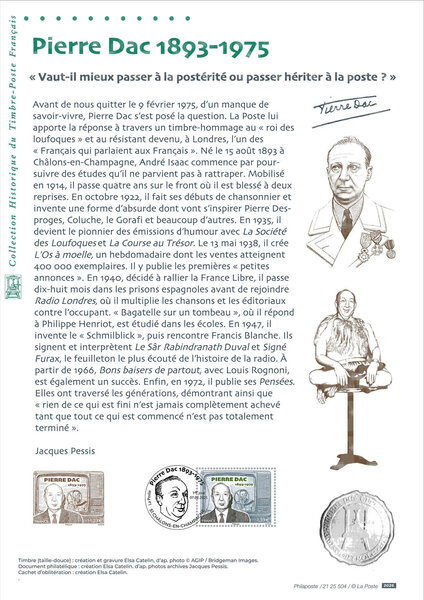 Document philatélique - Pierre Dac (1893-1975)