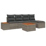 vidaXL Ensemble de canapé de jardin 6 pièces avec coussins Gris Rotin Synthétique Acacia