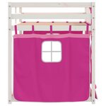 vidaXL Lit superposé avec rideaux rose 90x200 cm bois pin massif
