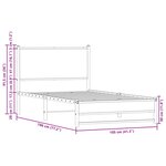 vidaXL Cadre de lit en métal sans matelas chêne fumé 100x190 cm