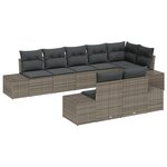 vidaXL Set de Canapé de Jardin 8 pièces avec Coussins Gris Rattan Synthétique
