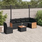 vidaXL Salon de jardin 7 Pièces avec coussins noir résine tressée