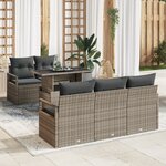 Ensemble de canapé de jardin 6 pièces avec coussins en Rotin Poly gris