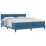 Lit Box Spring vidaXL avec Matelas Bleu Sombre Super King Velours