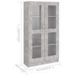 vidaXL Armoire à vitrine Gris béton 82 5x30 5x150 cm Bois d'ingénierie