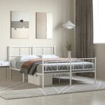 vidaXL Cadre de lit métal avec tête de lit/pied de lit blanc 140x200cm