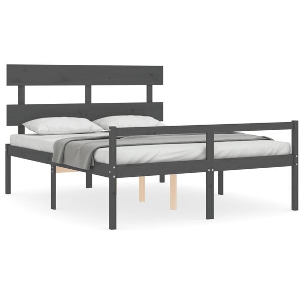 vidaXL Lit pour personne âgée sans matelas gris bois massif