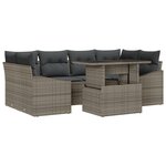 vidaXL Ensemble de canapés de jardin 7 pièces avec coussins gris poly rattan
