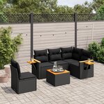vidaXL Salon de jardin 6 Pièces avec coussins noir résine tressée