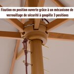 Parasol droit rond grande taille de jardin Ø 2,5 x 2,25H m bois de bambou gris