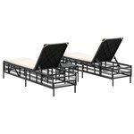 vidaXL Chaises longues lot de 2 avec table noir résine tressée