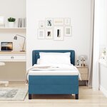 Lit à ressort vidaXL avec matelas bleu foncé 90x190 cm en velours