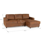 Canapé d'angle droit 4 places contemporain - Tissu marron vintage 215 x 140 x Hauteur 86 cm