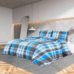 vidaXL Ensemble de housse de couette Bleu et gris 240x220 cm Coton