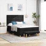 vidaXL Lit à Sommier avec Matelas & Banc Noir 140x200 cm Tissu