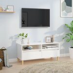 vidaXL Meuble TV blanc brillant 100x34 5x44 5 cm bois d'ingénierie