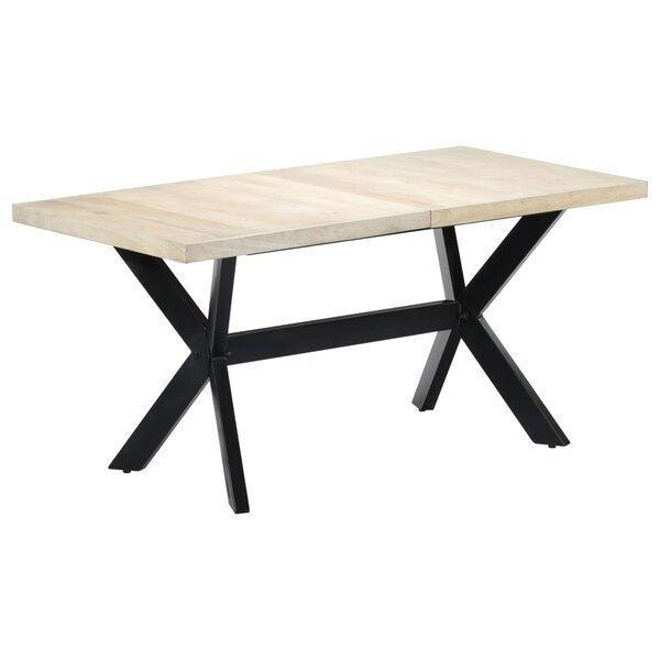 vidaXL Table à manger Blanc 160x80x75 cm Bois de manguier massif